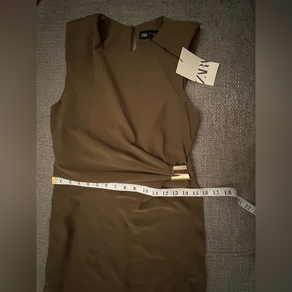 Zara Olive Green Shoulder Pad Midi Dress – Size Small – Ref. 3897/162 - Picture 8 of 14